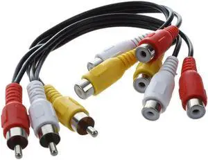 1Pcs 3 RCA Male Jack to 6 RCA Female Plug Splitter Audio Video AV Adapter Cable