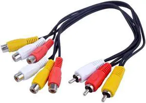 1Pcs 3 RCA Male to 6 RCA Female AV Cable Plug Splitter Audio Video AV Adapter Cables for TV DVD