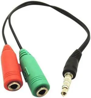 1Pcs 3.5mm AUX Audio Mic Splitter Cable Earphone Headphone Adapter Male to 2 Female