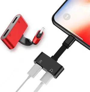 1Pcs 2 in 1 Audio Charge Adapter for iPhone 7 8 Plus X XR XS Max IOS 12 Audio Charging Splitter Adapter Converter Aux Headphone Cable