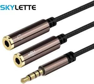 1Pcs Audio Splitter 1 to 2 AUX Microphone Male to Female 3.5mm Jack Splitter Aux Braid Cable Adapter for Laptop Phone Headset