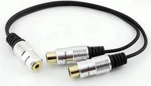 1Pcs 3.5mm 1/8" Mini Stereo Female To 2 RCA Female Jack Audio Adapter Splitter Cable 25cm