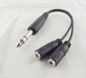 1Pcs 6.35mm 1/4" Male To Dual 3.5mm Female Stereo Audio Y Splitter Adapter Cable 20cm