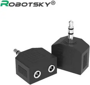 1Pcs Robotsky 3.5mm Audio Stereo Jack 1 Male to 2 Female Headphone Audio Splitter Adapter for MP3 Headset Car Phone Speaker Tablet