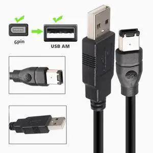 IEEE400 1394 Firewire USB AM to 6P cable USB to 1394 sound card connection USB to 6Pin 1394 cable  1.8 m