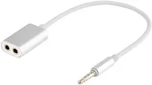 1Pcs 3.5mm TRRS Male to Dual 3.5mm Female Stereo Audio Earphone Splitter Adapter Converter TPE Jacket Cable