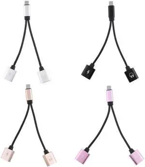 1Pcs 2 in1 Dual L Port Adapter Charging Splitter Headphone Audio Cable Wire Cord for iPhone X 8 7 Dual functional audio and charging