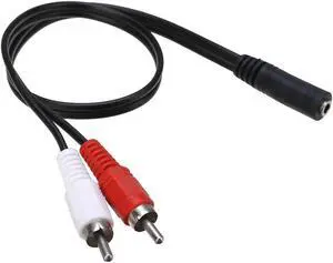 1Pcs 3.5mm 1/8 Inch Stereo Speakers Adapter Cables Female To 2 RCA Male Jack Adapters Audio Y Cable Splitter