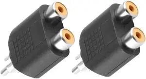 2pcs RCA Y Splitter AV Audio Video Plug Converter 1 Male to 2 Female Cable Adapters Connectors
