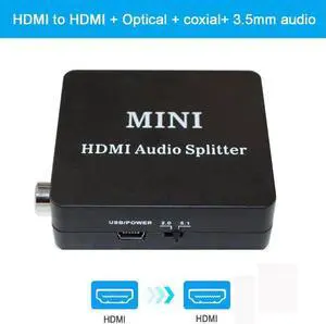 1Pcs Hdmi audio extractor HDMI to HDMI and Optical TOSLINK SPDIF + 3.5mm Stereo Audio Extractor Converter HDMI Audio Splitter Adapter