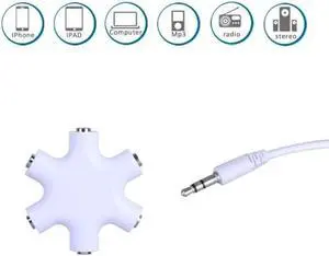 1Pcs 3.5mm Earphone Audio Splitter 1 Male to 1 2 3 4 5 Female Cable 5 Way Port Aux Music Sound Output Cables