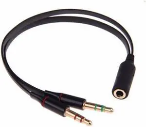 1Pcs Top Black 3.5mm Y Splitter 2 Jack Male to 1 Female Headphone Mic Audio Adapter Cable Cord 20cm Mayitr