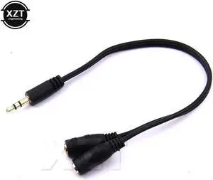 1Pcs 3.5mm Male to 2 Female Stereo Audio Y Splitter Adapter Cable w/ Volume Control 17cm Black