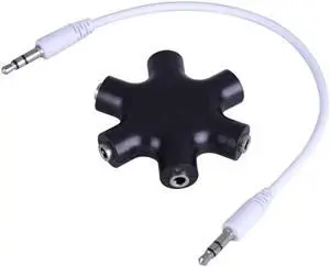 1Pcs 1 to 5 3.5mm Compact Headphone Audio Splitter Snow Shape Portable 5 Way 6 Port Female Adapter Male Cable Stereo Accessories