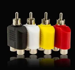 1Pcs 8x RCA Y Splitter AV Audio Video Plug Converter 1 Male to 2 Female Cable Adapter