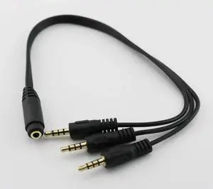 1Pcs Gold Plated 3.5mm TRRS Stereo Female 4 Pole Jack to 3x 1/8" Male Plug Audio Headphone Adapter Splitter Cable 30cm/1ft