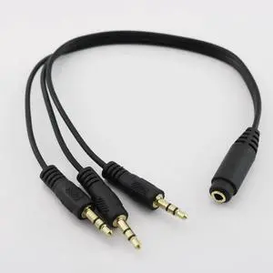 1Pcs 1x Gold Plated 3.5mm TRS Stereo Female 3 Pole Jack to 3x 1/8" 3 Pole Male Plug Audio Headphone Adapter Splitter Cable 30cm/1ft