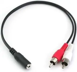 1Pcs 3.5mm Stereo Female To 2 Male RCA Jack Adapter Aux Audio Y Cable Splitter