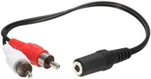 1Pcs AUX 3.5mm Stereo Female Jack To 2 RCA Male Plug Socket Adapter Headphone Audio Y Cable Splitter 25cm