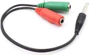 1Pcs 3.5mm Stereo Audio Male to 2 Female Headset Mic Y Splitter Cable Headphone Adapter for PC Laptop Computer