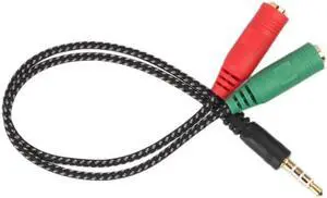 1Pcs 3.5mm Stereo Audio Male to 2 Female Headphone/Mic Y Splitter Cable