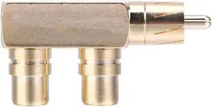 1Pcs Audio Right Angle RCA Copper Adapter Splitter 1 RCA Male To 2 RCA Female Plug Splitter Adapter Connector