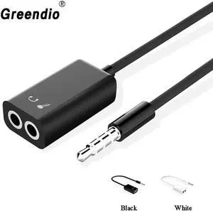 1Pcs Greendio 3.5mm Y Headphones Splitter Cable 1 Male to 2 Female U Audio Plug Aux Jack Earphones Adapter for Android Xiaomi Huawei