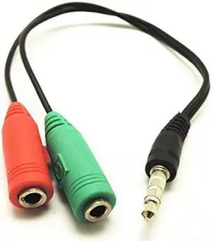 1Pcs 3.5mm 1 Male to 2 Female Stereo Audio Y Splitter Cable Headphone Mic Adapter