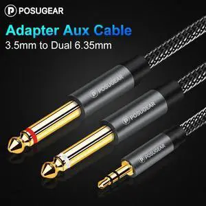 1Pcs Posugear Jack 3.5mm to Dual 6.35mm Splitter Adapter Audio Cable for Mixer Amplifier Speaker 3.5 to 2*6.5 Male to Male Aux Cord 1Pcs Posugear Jack 3.5mm to Dual 6.35mm Splitter Adapter Audio Cable for Mixer Amplifier Speaker 3.5 to 2*6.5 Male to Male Aux Cord
