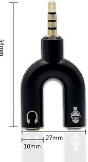 1Pcs Black 3.5mm Earphone Headphone M 1 to 2 Dual For Audio Splitter Cable U Shape Adapter Jack for Couple Lover