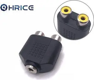 1Pcs 3.5mm AUX Female to 2 RCA Female 1 to 2 AV Lotus Female Audio Adapter Jack Plug Splitter Connector For MP3 PC Laptop Speaker