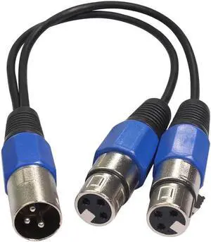 1Pcs 3 Pin XLR Male Plug to Dual 2 XLR Female Jack Y Splitter Audio Cable Adaptor For mixer Recorder microphone speaker amplifier