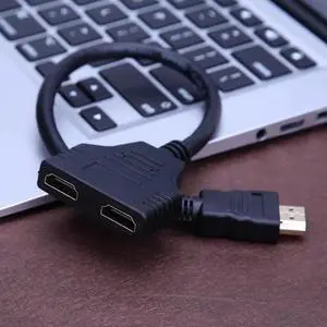 1Pcs HDMI Splitter Cable 1 Male To Dual HDMI 2 Female Y Splitter Adapter in HDMI HD LED LCD TV Audio & Video Cables