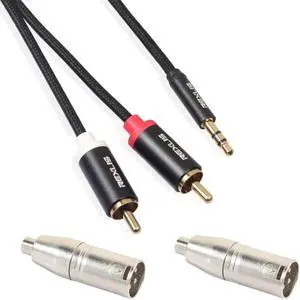1Pcs 3.5mm Stereo Jack to 2RCA Audio Splitter Cable Adapter Converter for Micphone Amplifiers Headphone 1.8 m