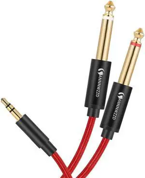 1Pcs Jack 3.5mm to 6.35mm Adapter Audio Cable for Mixer Amplifier Speaker Gold Plated 6.5mm 3.5 Jack Male Splitter Audio Cable