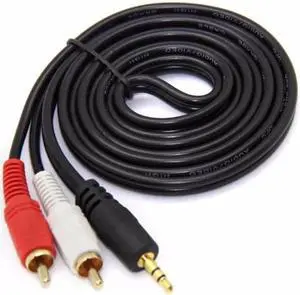 1Pcs 3.5mm AUX Jack To 2 RCA Audio Stereo Cable Adapter Splitter Lead For MP3 HDTV PC