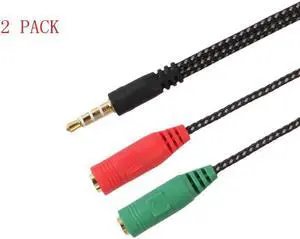 1Pcs Universal Stereo Headphone 3.5mm Microphone Audio Y Splitter Cable Adapter Plug Jack Cord 10CM Adapter Cables
