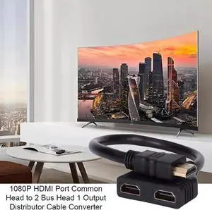 1Pcs HDMI 2 Dual Port Y Splitter 1080P HDMI v1.4 Male to Double Female Adapter Cable 1 In 2 Out HDMI Converter Connect Cable Cord