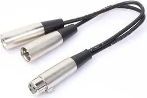 1Pcs 1Ft 3P XLR Female Jack to Dual 2 Male Plug Y Splitter Adapter Cord Cable for microphone Micorfone cable
