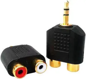 1Pcs 3.5 mm Stereo RCA Splitter Connector Male to 2 RCA Female Audio Adapter for Computer Speaker Earphone Headphone