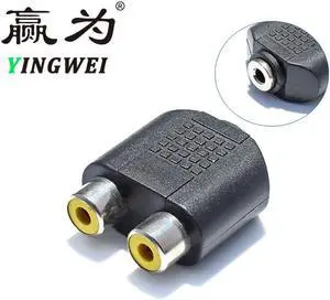 1Pcs 3.5 mm AUX Female to 2 RCA RCA Jack Female Audio Adapter for Computer Speaker Earphone Headphone Stereo AUX Splitter Connector