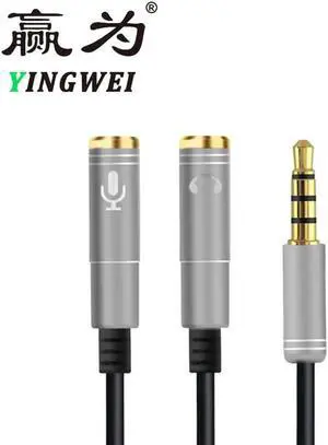 1Pcs 3.5mm Jack Headphone+Mic Audio Splitter Gold Plated AUX Extension Adapter Cable Cord for Computer PC Microphone