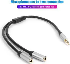 1Pcs 3.5mm Jack Headphone and Mic Audio Splitter Oxygen free Copper Wire Core PVC Outer Skin Gold Plated Aux Extension Adapter Cable