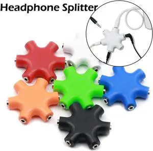 1Pcs 3.5mm Jack 6 Way Multi Port Hub Aux Headphone Splitter Useful Audio Cable Adapter Converter Earphone Accessory