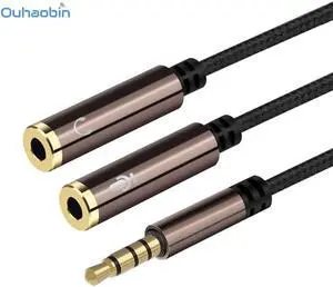 1Pcs Ouhaobin Headset Adapter Y Splitter 3.5mm Jack Cable With Separate Mic+Audio Headphone Connector Mutual Convertors
