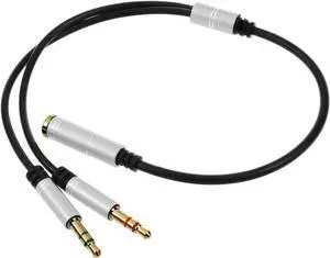 1Pcs IG 3.5mm Audio Mic Y Splitter Cable Headphone Adapter, Silver