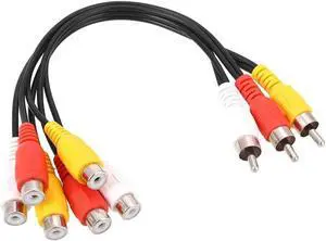 1Pcs TV Audio Video Cable PVC Plug Splitter Durable Set Top Box Adapter 3RCA To 6RCA AV Line