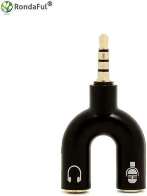 1Pcs Earphone Splitter 3.5mm Audio Converter 1 Male To 2 Female U Shape Stereo 2 Way Headphone Adapters Converter