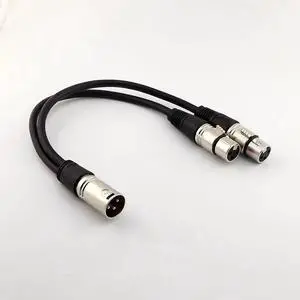 1Pcs 1FT/30CM 3Pin XLR Male Plug to Dual XLR Female Y Splitter Audio Microphone Adapter Connector Cable