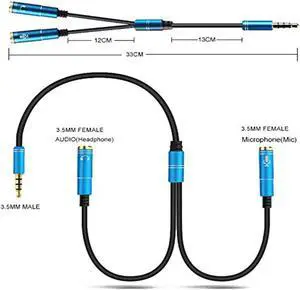 1Pcs acekool Portable Headset Adapter Splitter 3.5mm Jack Cable with Separate Mic and Audio Headphone Connector